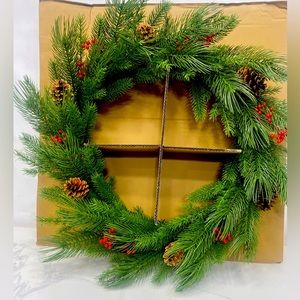 Christmas Wreath,32” Front Door Wreath Pine Cones Front Door Wall Decor
